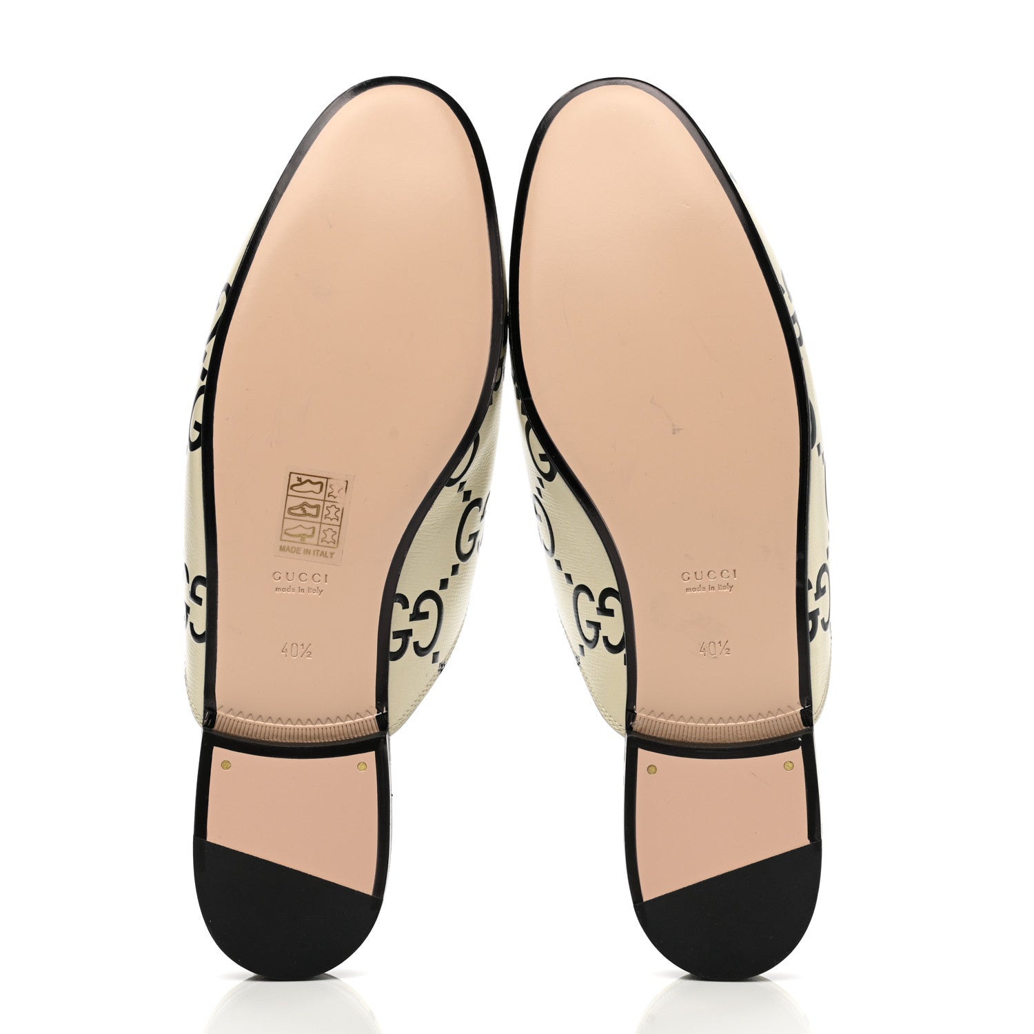 Gucci Azalea Calfskin GG Monogram Bi-Color Debossed Womens Princetown Slippers 40.5 Mystic White Black 5 of 9