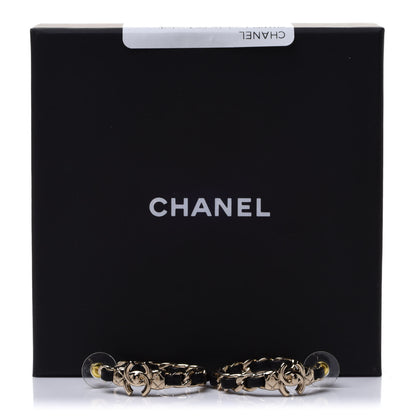 Chanel Lambskin CC Turnlock Chain Hoop Earrings Gold Black 5 of 5