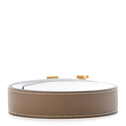 Hermes Epsom 32mm Guilloche H Belt 75 Etoupe White 2 of 4