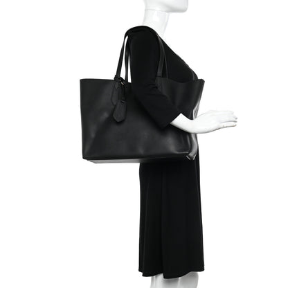 Burberry Grainy Calfskin Haymarket Check Medium Reversible Tote Black 3 of 21