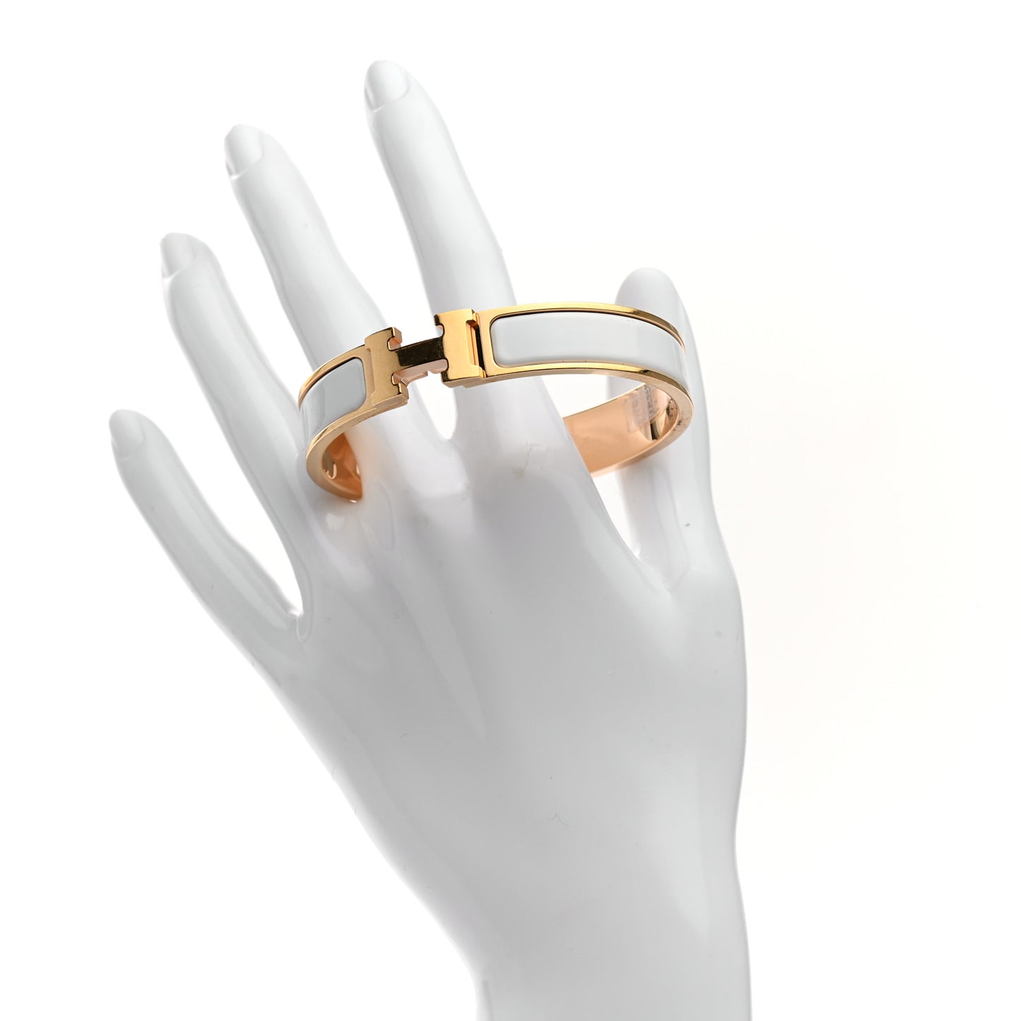 Enamel Narrow Clic Clac H Bracelet GM White