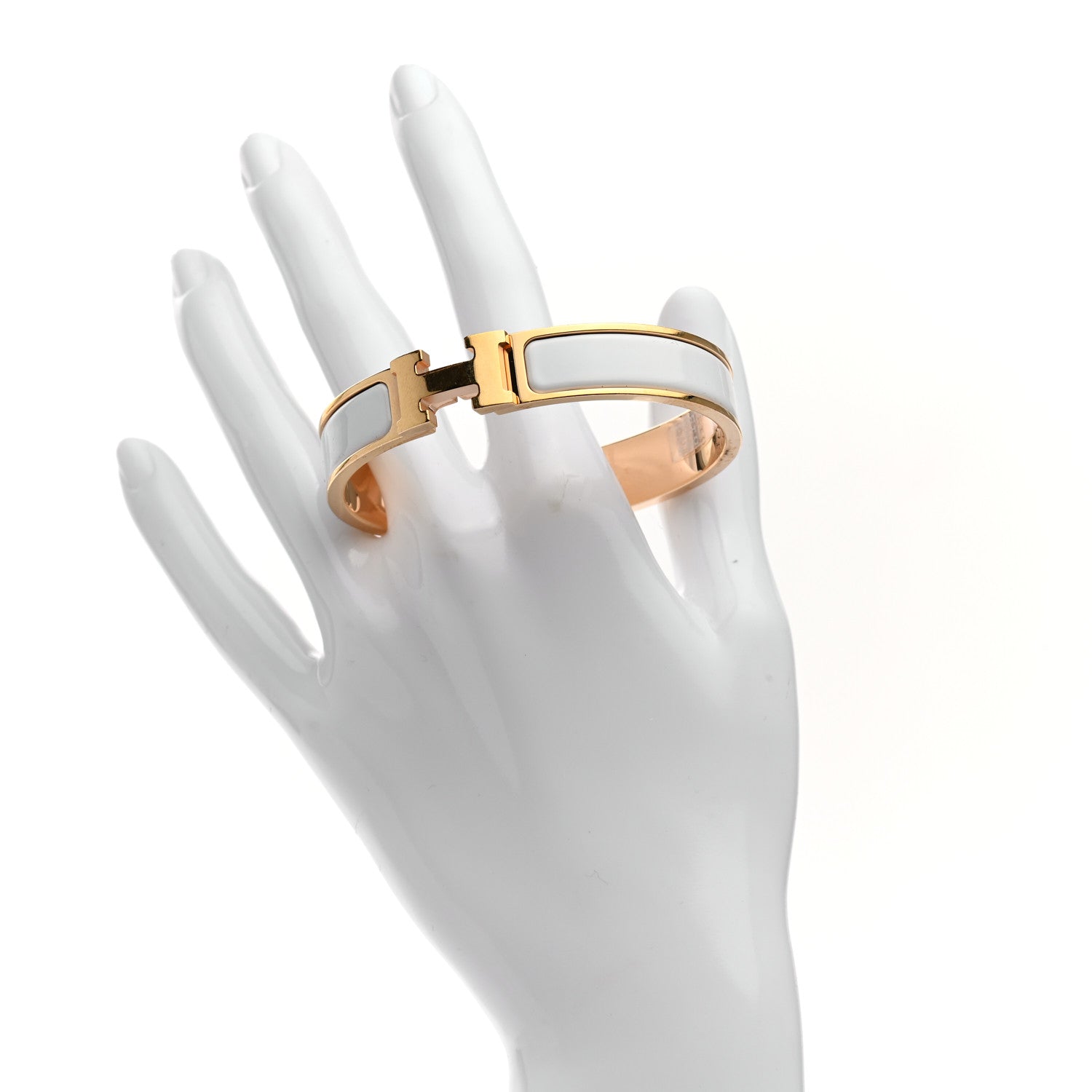 Hermes Enamel Narrow Clic Clac H Bracelet GM White 2 of 4