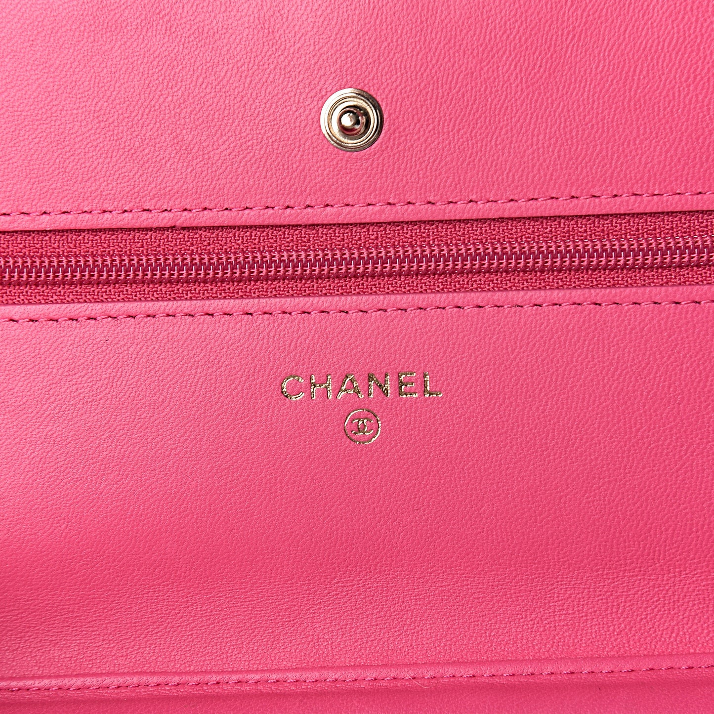Lambskin Quilted Wallet On Chain WOC Pink