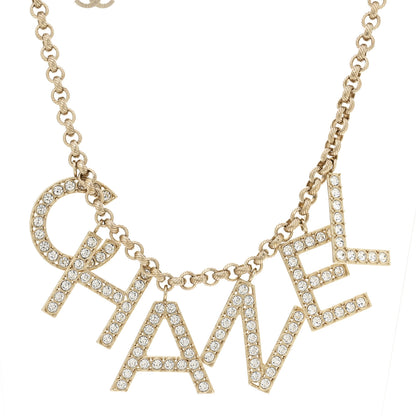 Chanel Crystal City of Lights Letter Chain Necklace Gold 1 of 8