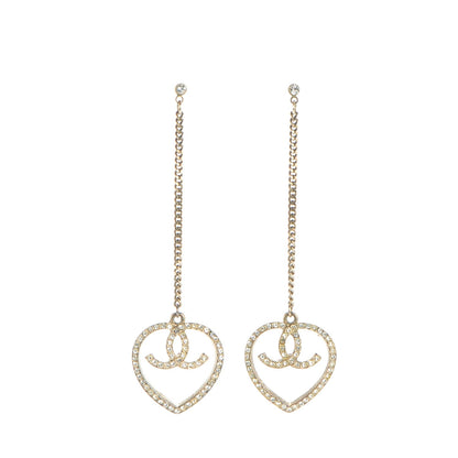 Chanel Swarovski Crystal CC Heart Earrings 1 of 5