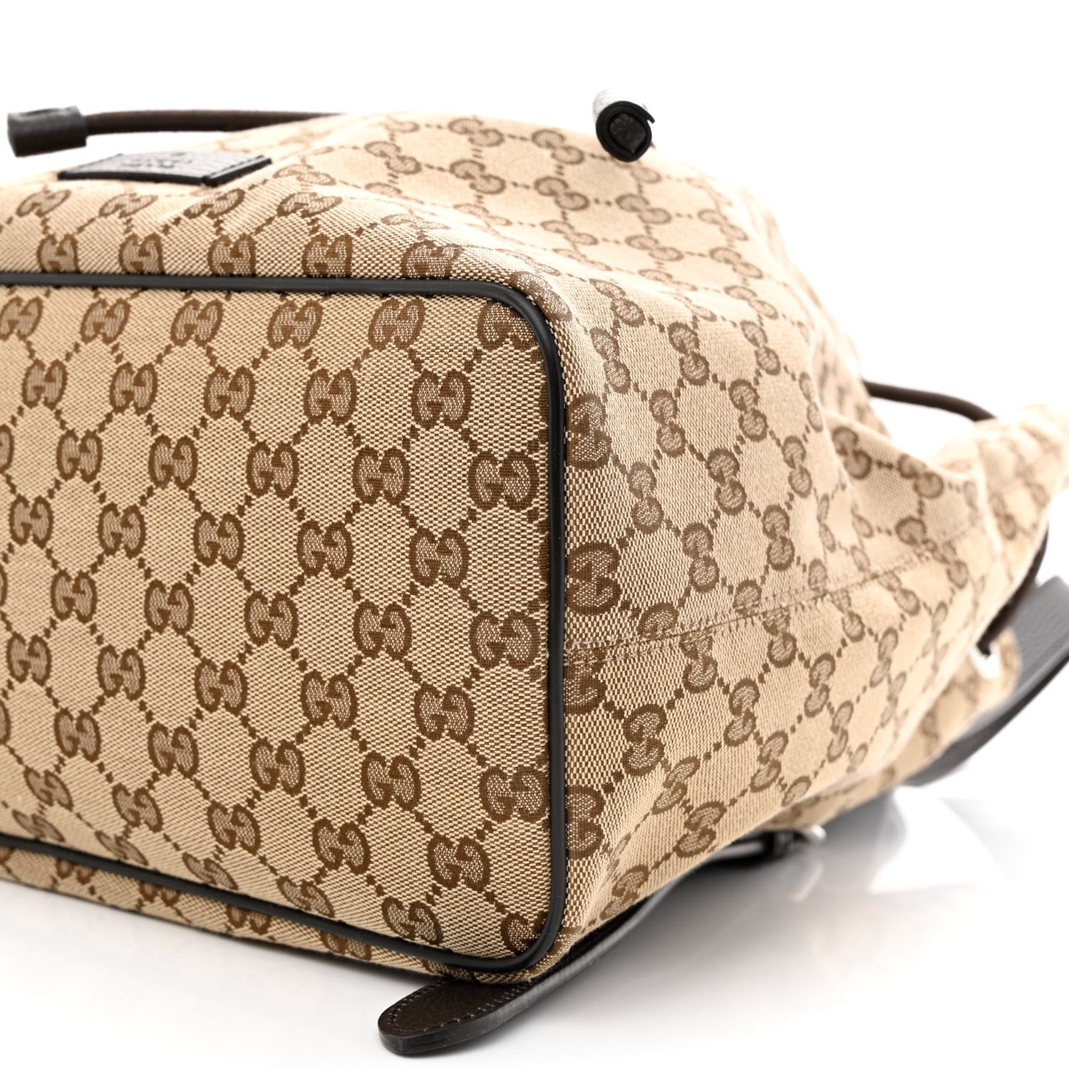 Gucci Monogram Dollar Calfskin O Drawstring Backpack Beige Ebony Testa di Moro Dark Chocolate 10 of 10