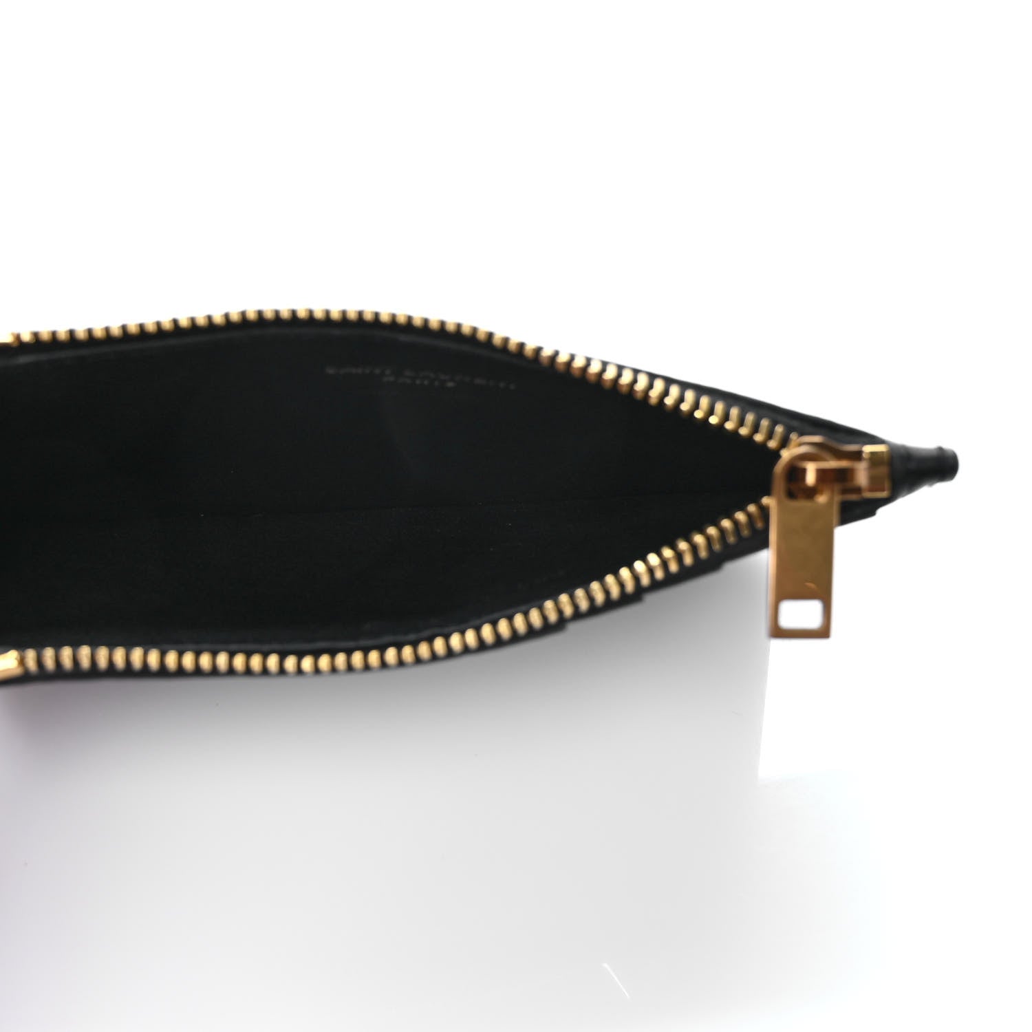 Saint Laurent Grained Calfskin Monogram 5 Fragments Zip Pouch Card Holder Black 5 of 7