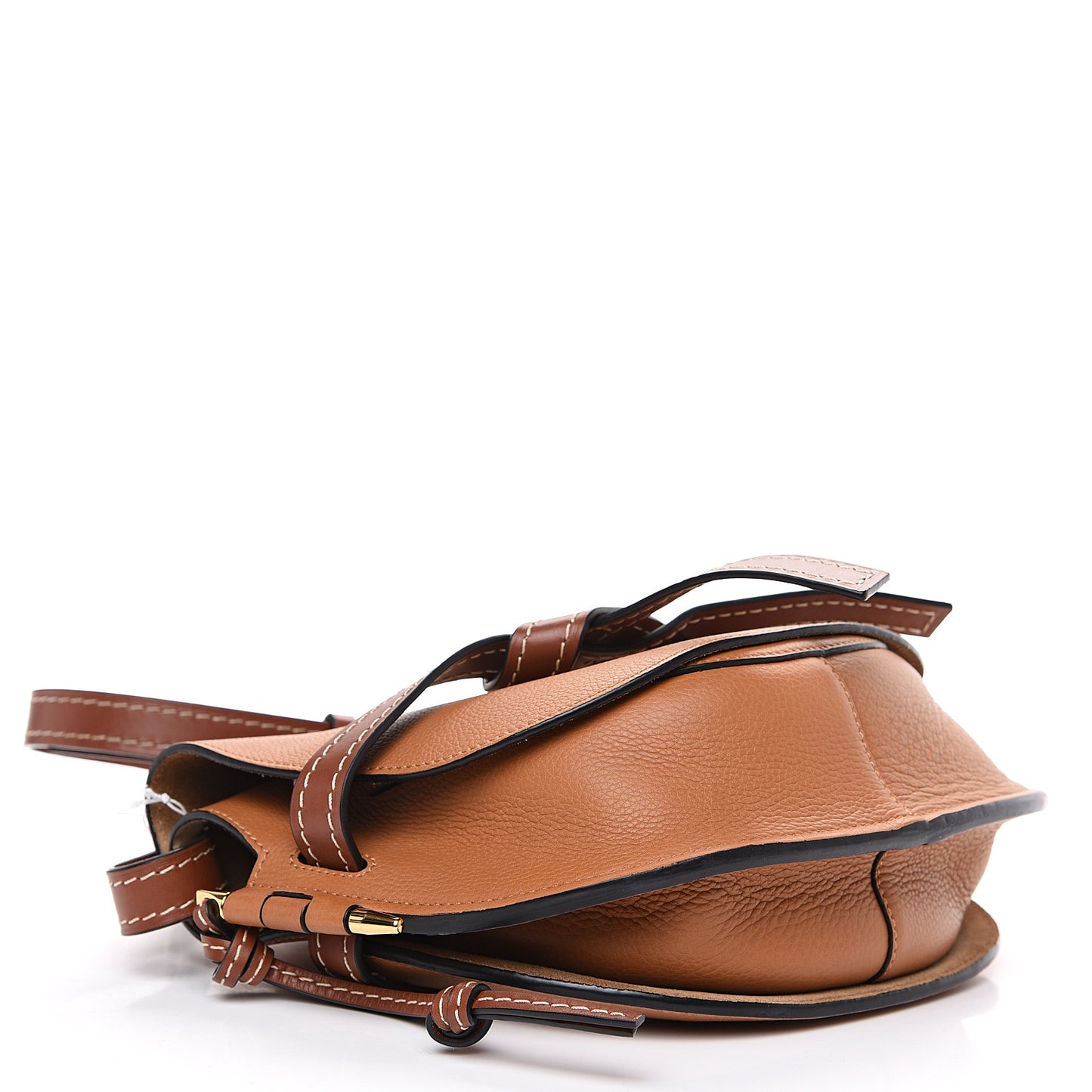 Grained Calfskin Small Gate Crossbody Bag Caramel Pecan