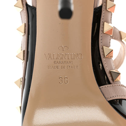 Valentino Garavani Patent Nappa Rockstud Ankle Strap 100mm Pumps 38 Black Poudre 6 of 17