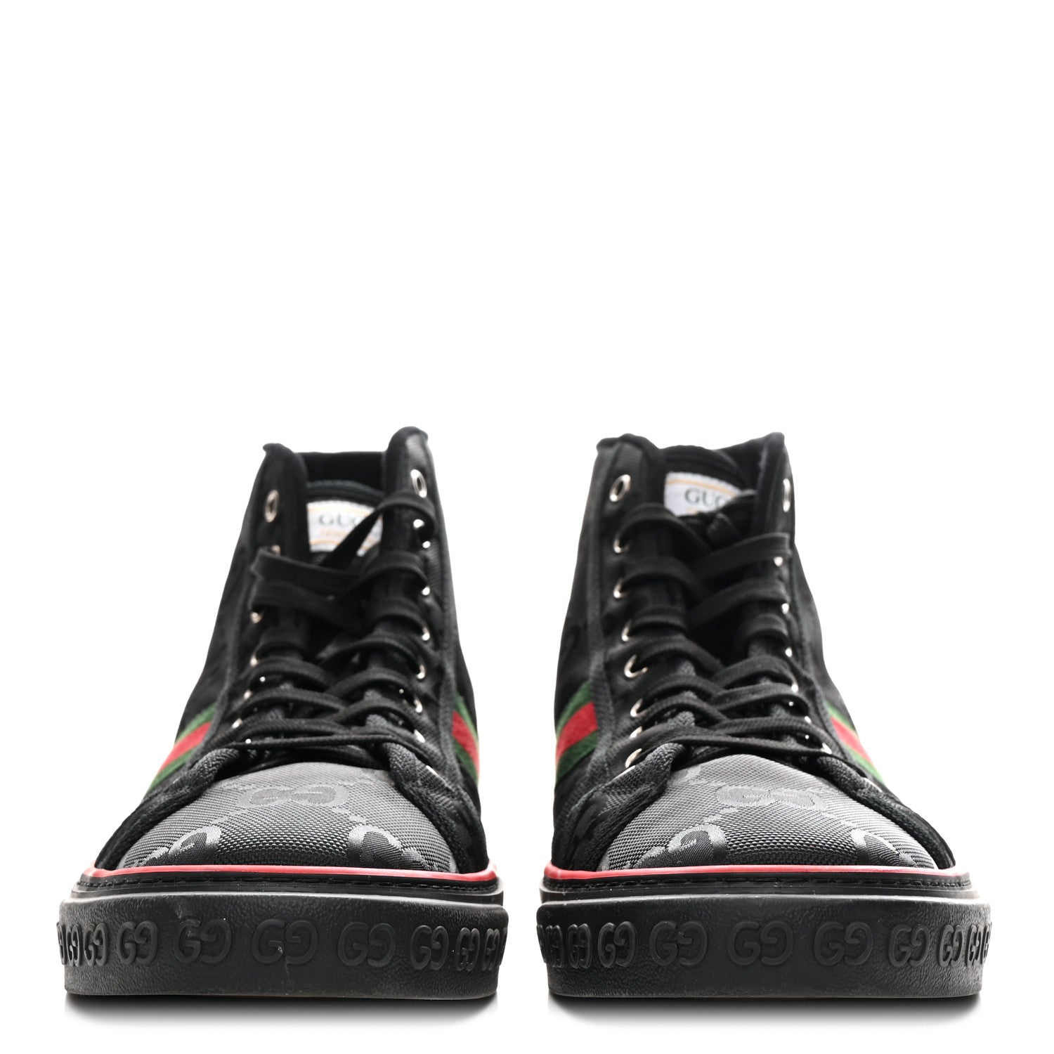 Gucci Econyl Nylon Web Monogram Off The Grid Mens 1977 Tennis High Top Sneakers 12 Black 3 of 9