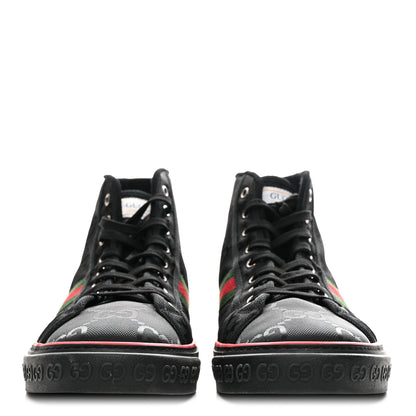 Gucci Econyl Nylon Web Monogram Off The Grid Mens 1977 Tennis High Top Sneakers 12 Black 3 of 9