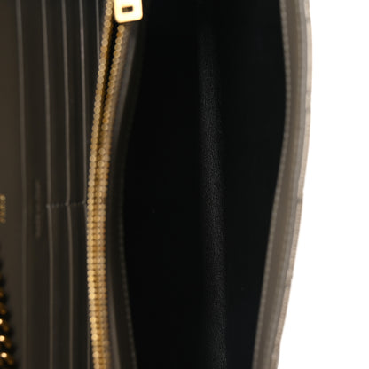 Saint Laurent Metallic Grain De Poudre Mixed Matelasse Triquilt Monogram Chain Wallet Piombo 5 of 11
