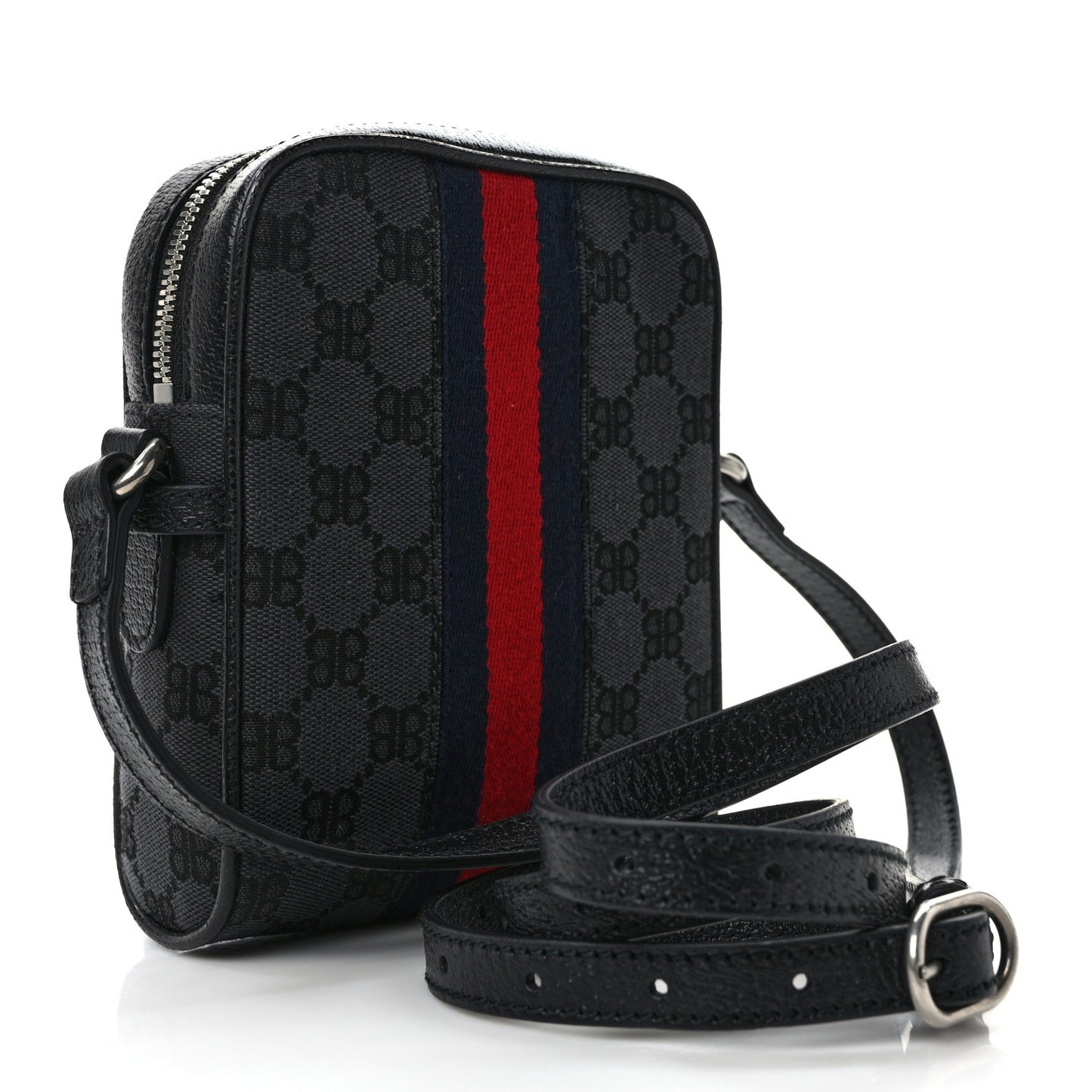 X Balenciaga BB Monogram Web Mini Ophidia Messenger Black