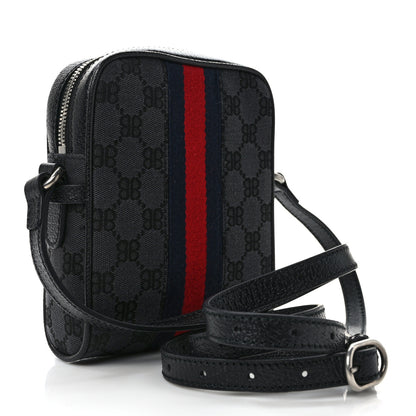 Gucci X Balenciaga BB Monogram Web Mini Ophidia Messenger Black 3 of 9
