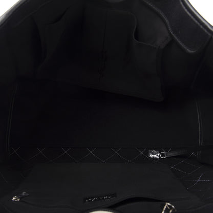 Chanel Wool Felt Calfskin Large Deauville Tote Black White 5 of 10