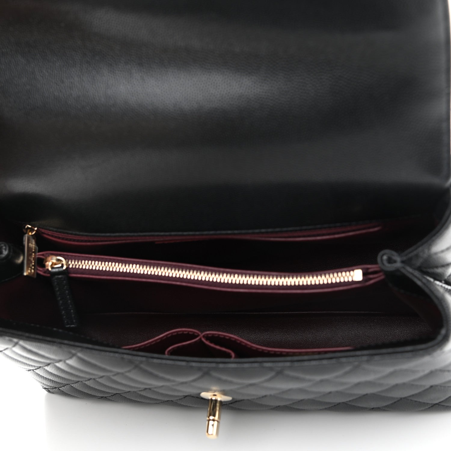 Chanel Caviar Quilted Small Coco Handle Flap Black 5 of 11