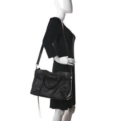 Balenciaga Shiny Grained Goatskin Black Metallic Edge City Black 2 of 9