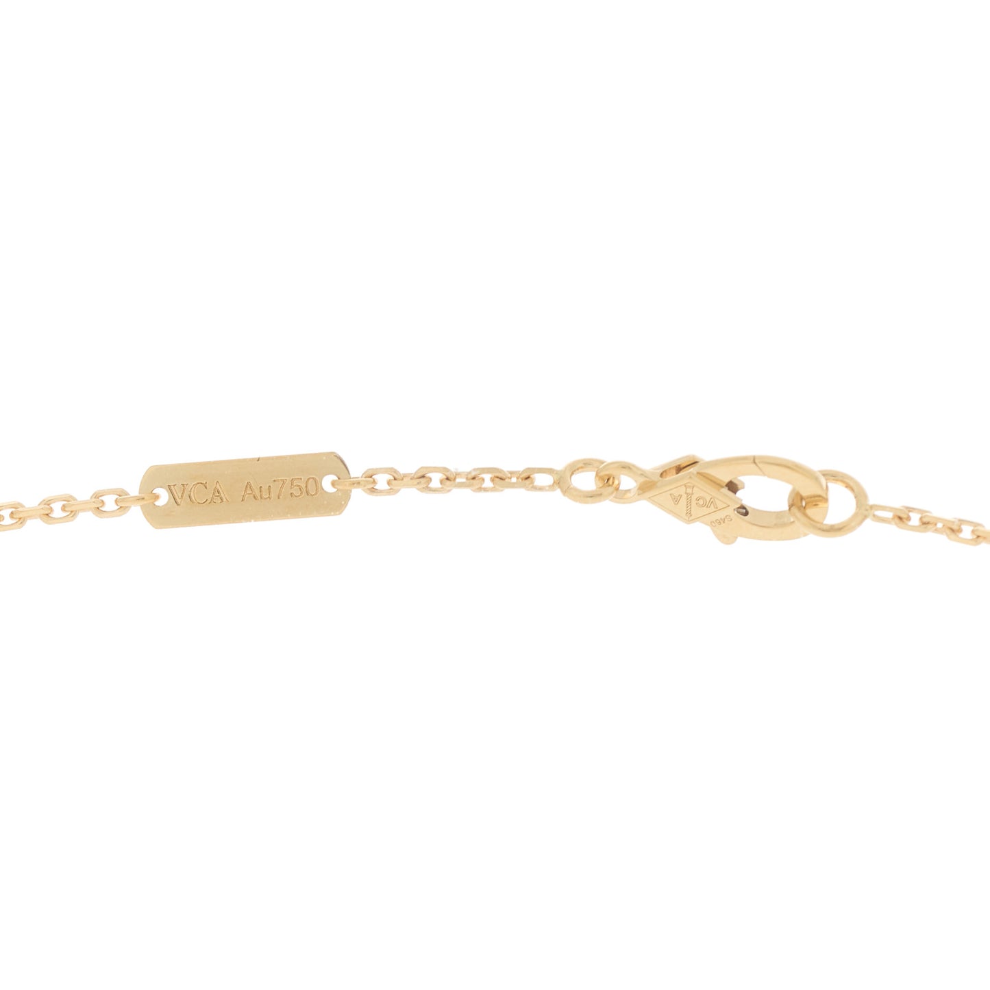 18K Yellow Gold Tiger Eye Vintage Alhambra Pendant Necklace