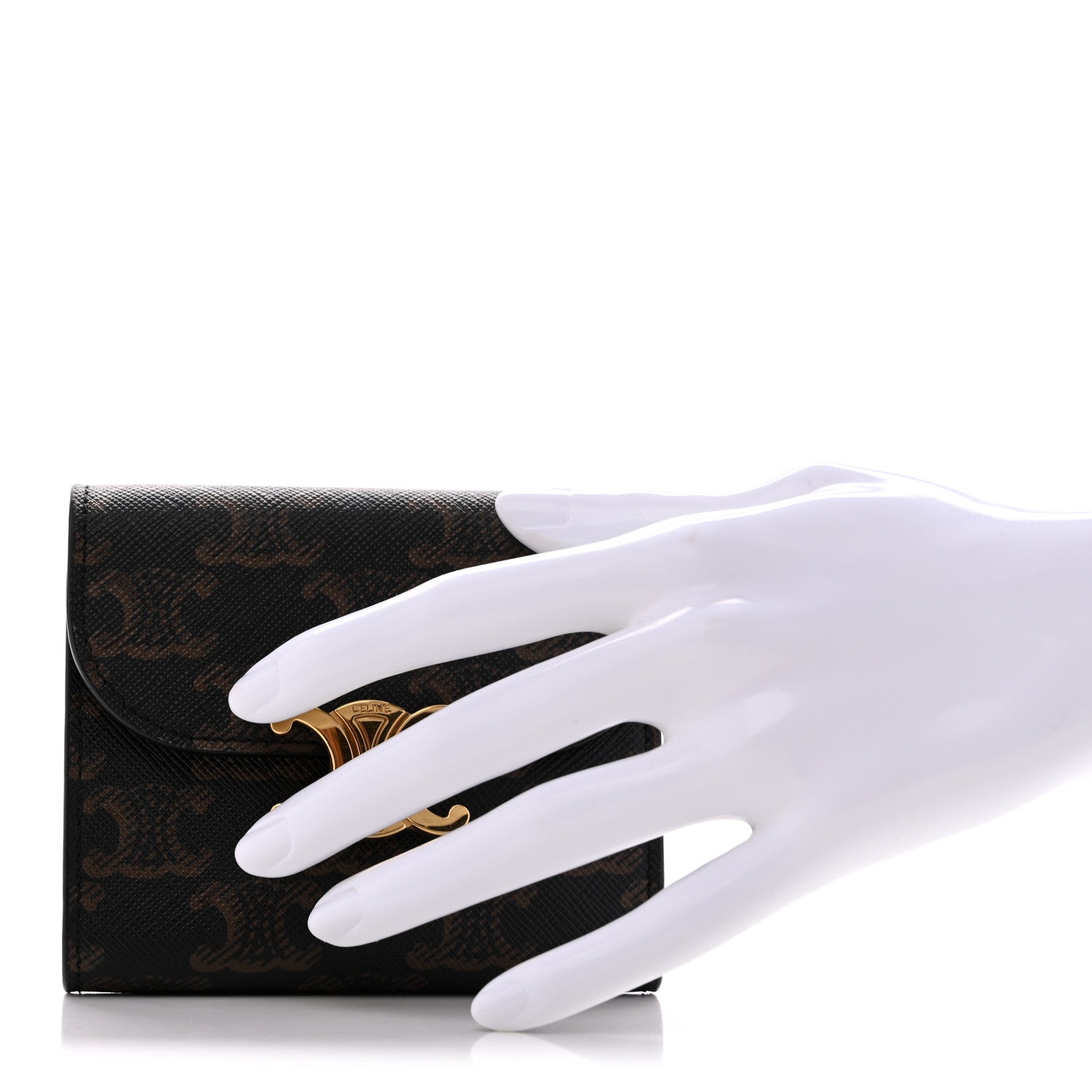 Celine Triomphe Canvas Small Triomphe Wallet Tan 2 of 8