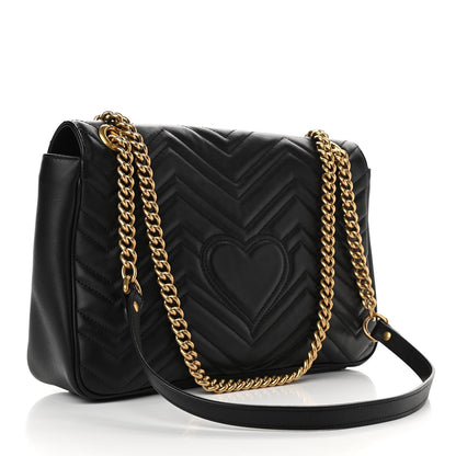 Gucci Calfskin Matelasse Medium GG Marmont Shoulder Bag Black 3 of 10