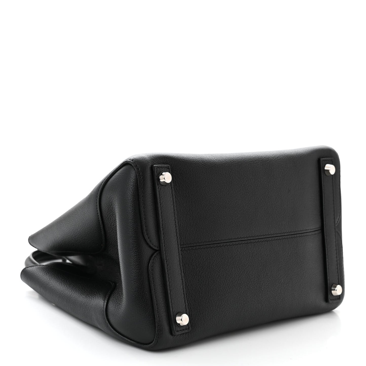 Supple Grained Calfskin Medium Open Bar Tote Black