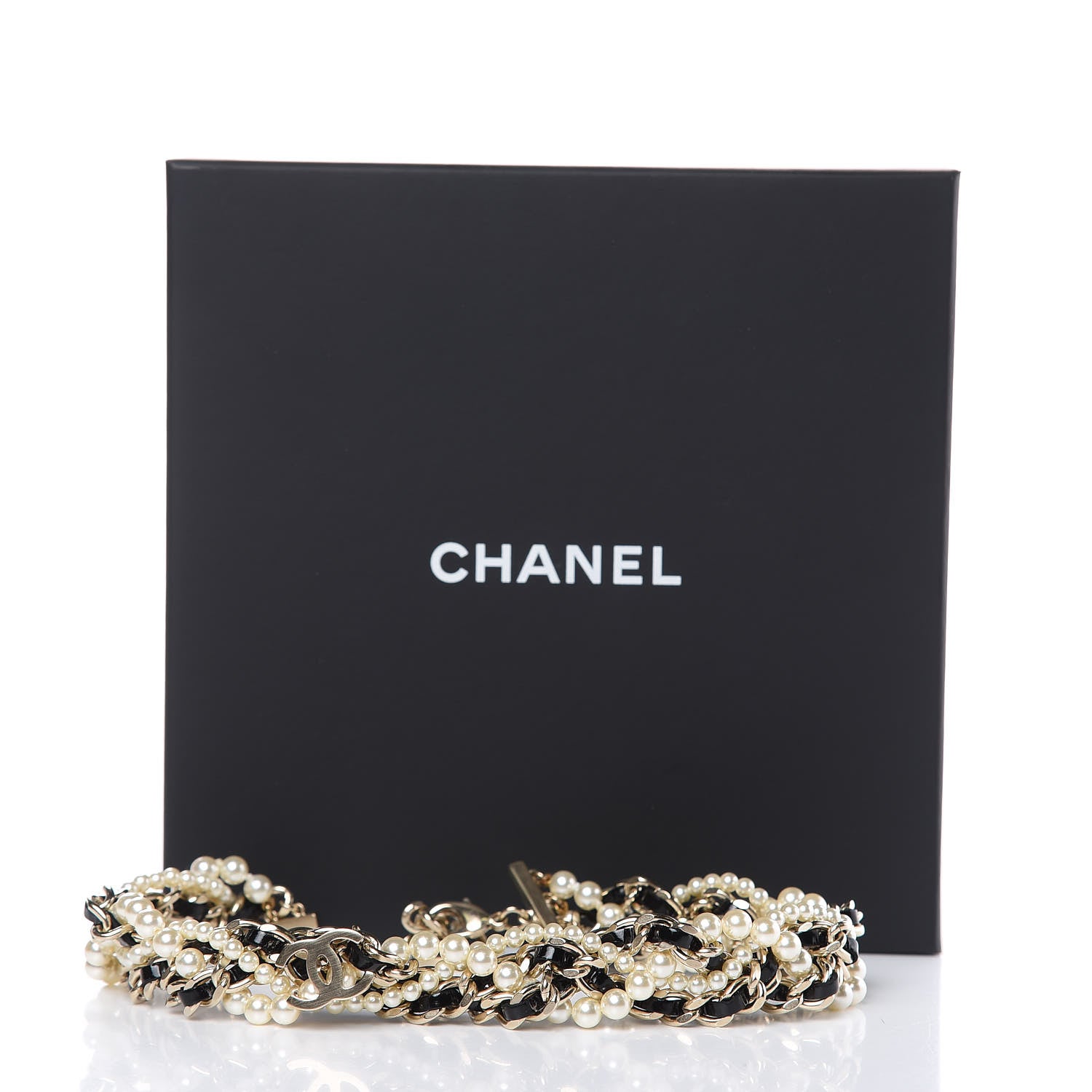 Chanel Pearl CC Chain Choker Necklace Black Gold 5 of 5
