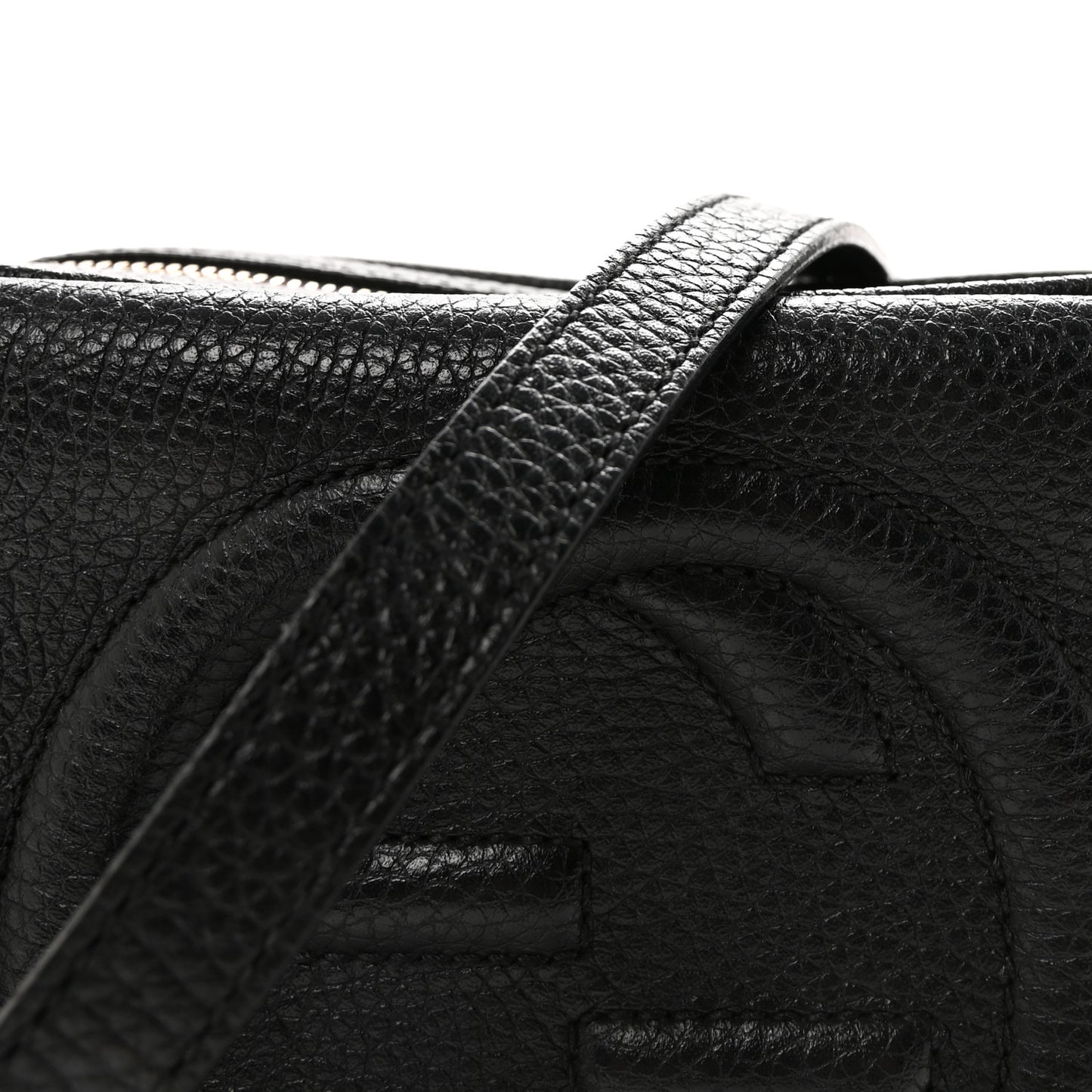Pebbled Calfskin Small Soho Disco Bag Black