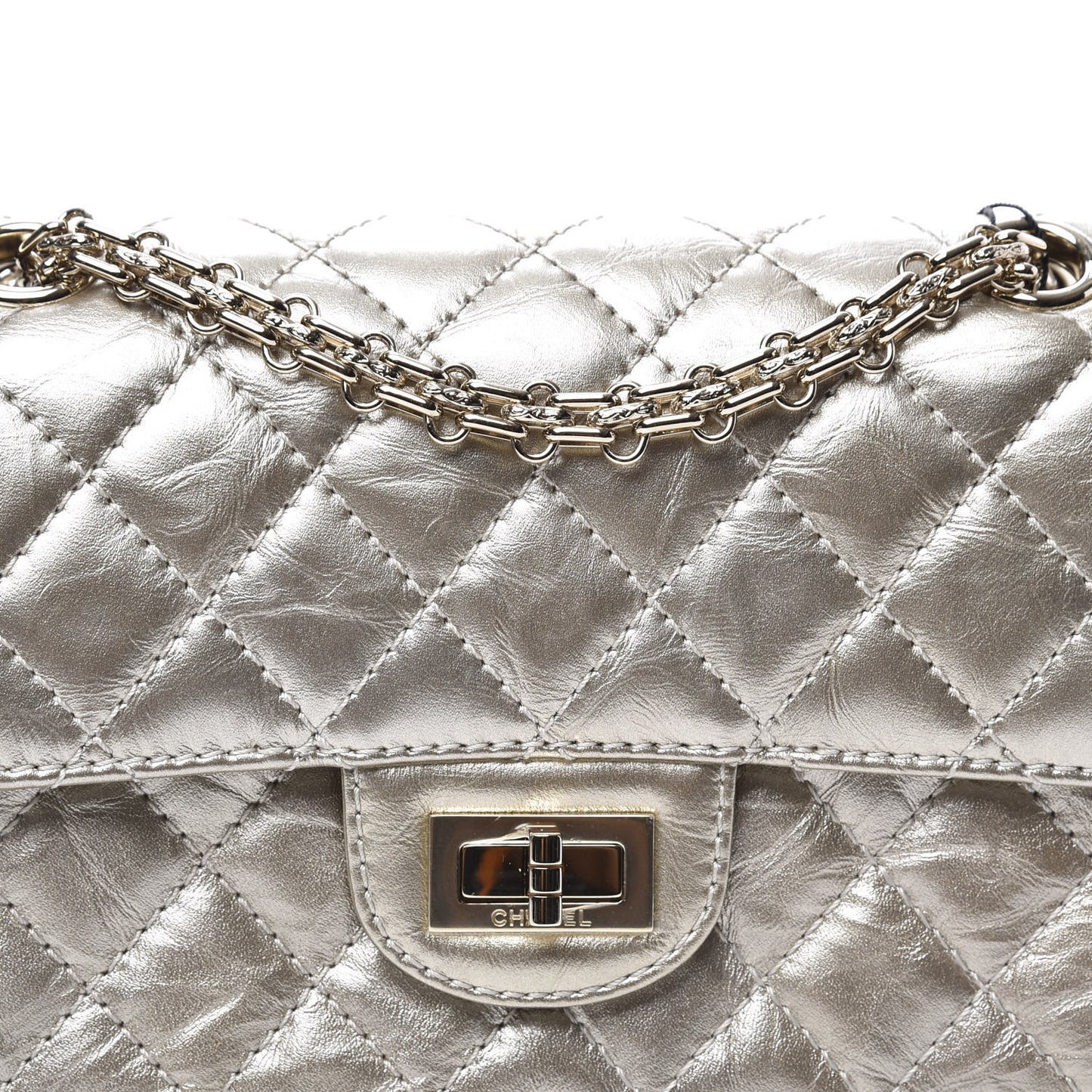 Aged Calfskin Quilted 2.55 Reissue Mini Flap Light Gold