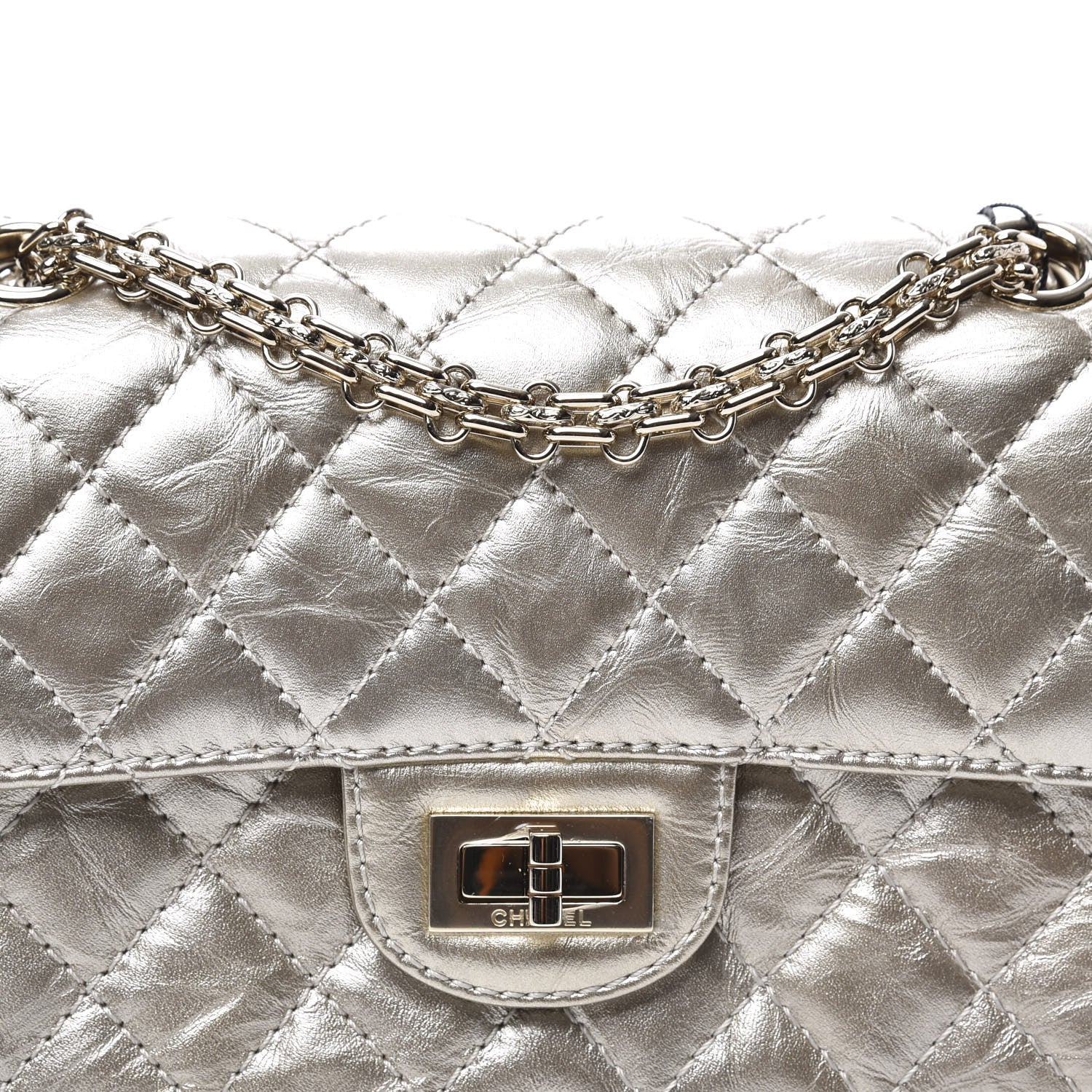 Chanel Aged Calfskin Quilted 2.55 Reissue Mini Flap Light Gold 9 of 10
