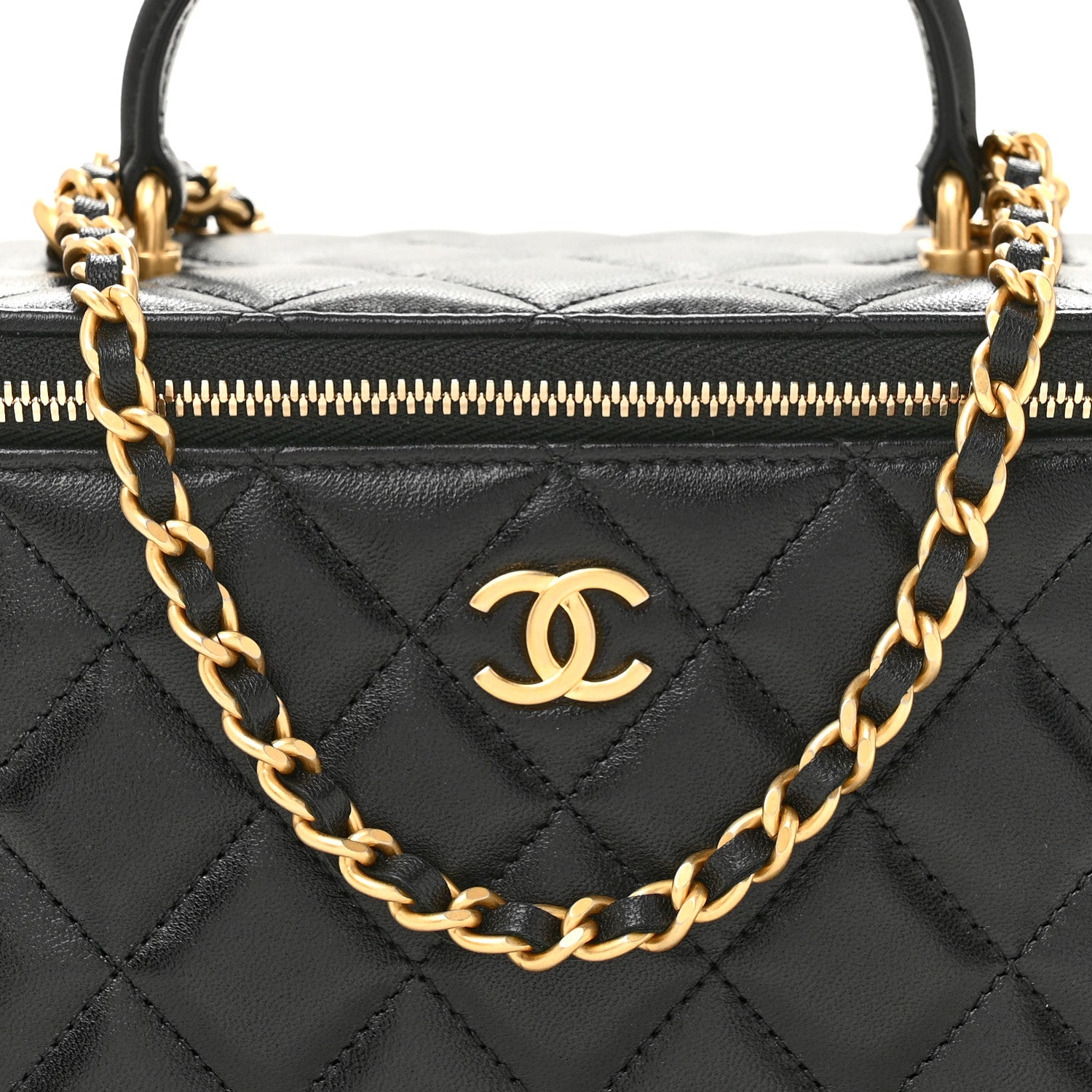Chanel Lambskin Quilted Small Top Handle Vanity Case With Chain Black 8 of 11