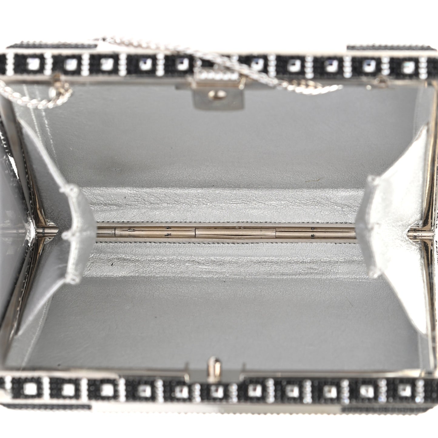 Crystal Minaudiere Clutch Black Silver