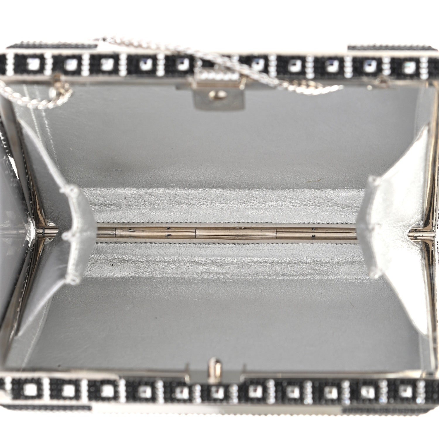 Judith Leiber Crystal Minaudiere Clutch Black Silver 4 of 10
