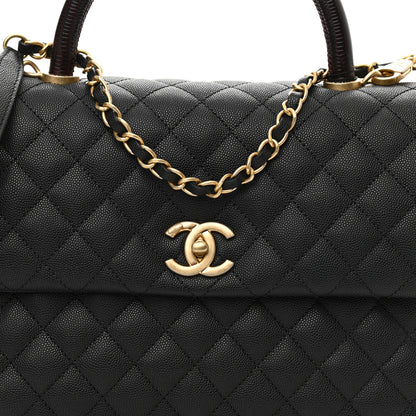 Chanel Caviar Lizard Quilted Medium Coco Handle Flap Black 8 of 10