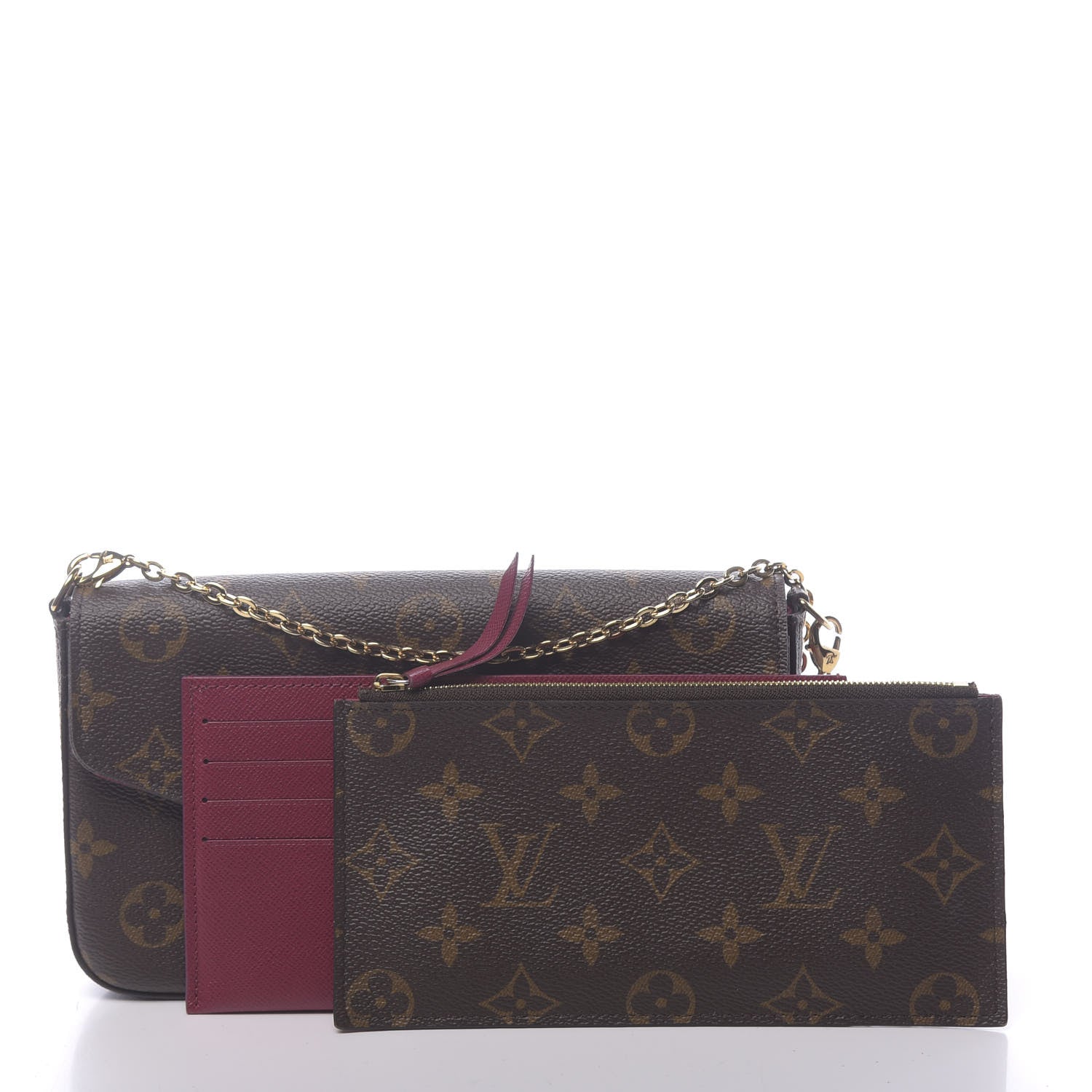 Louis Vuitton Monogram Pochette Felicie Chain Wallet Fuchsia 3 of 12