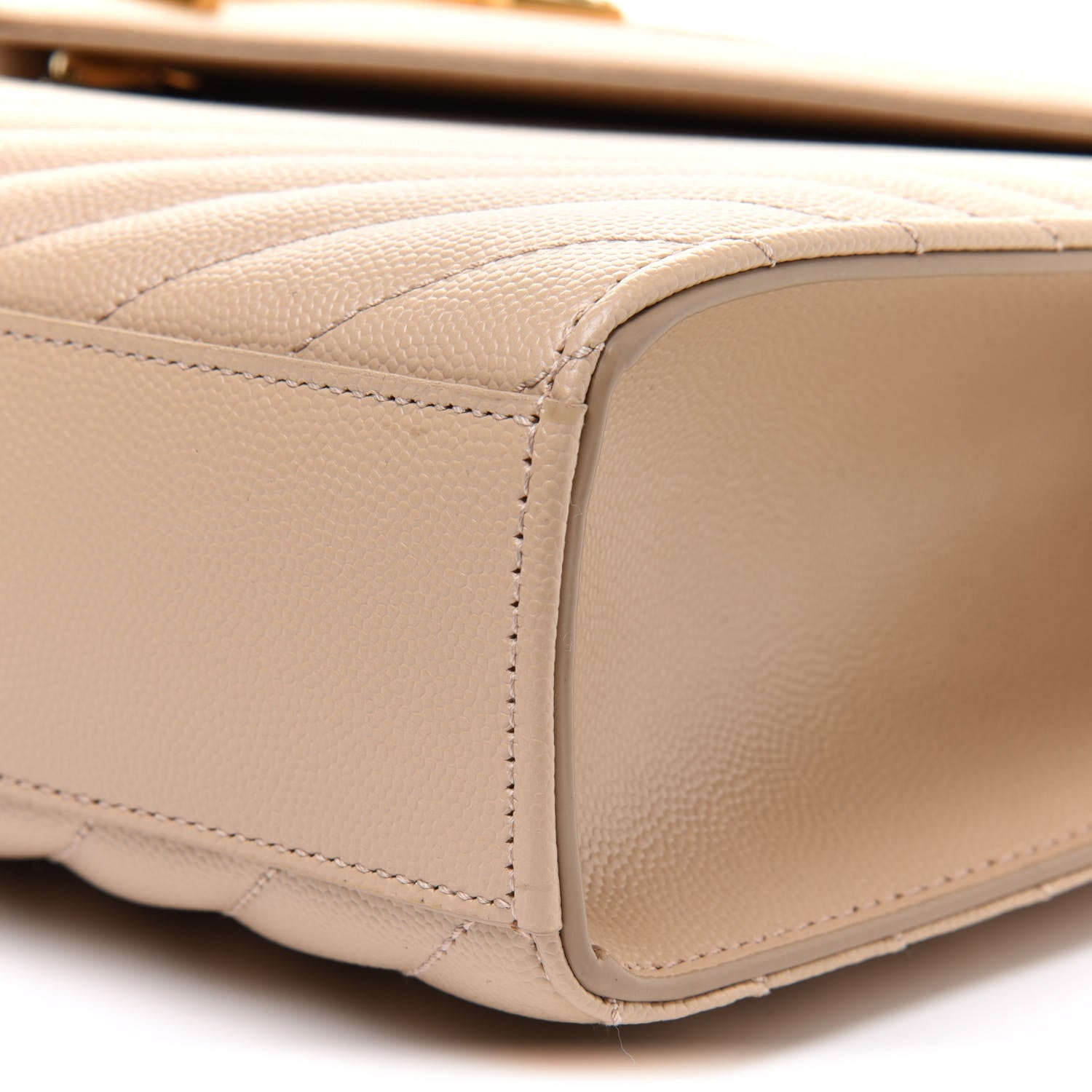 Saint Laurent Grain De Poudre Matelasse Chevron Large Monogram Satchel Nude Powder 12 of 12