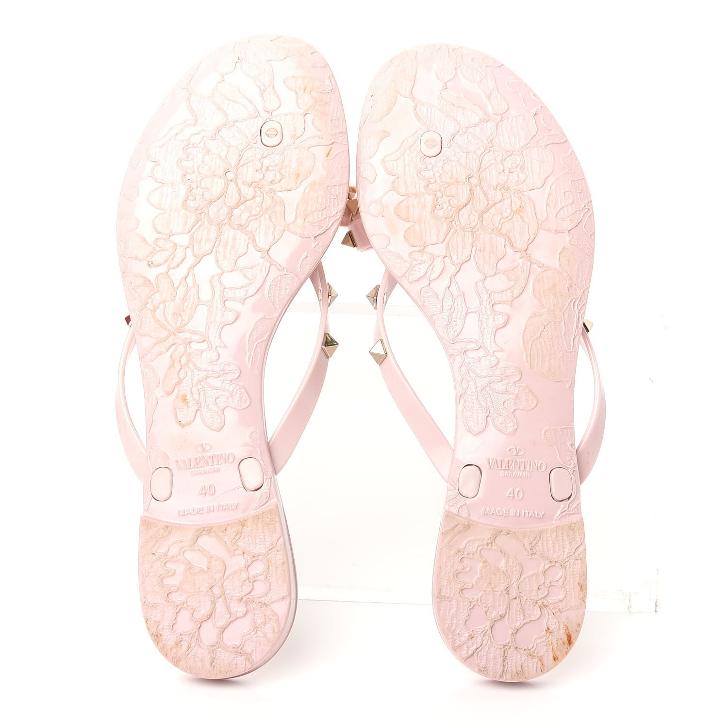 Valentino Garavani PVC Jelly Rockstud Bow Thong Sandals 40 Water Rose 6 of 10