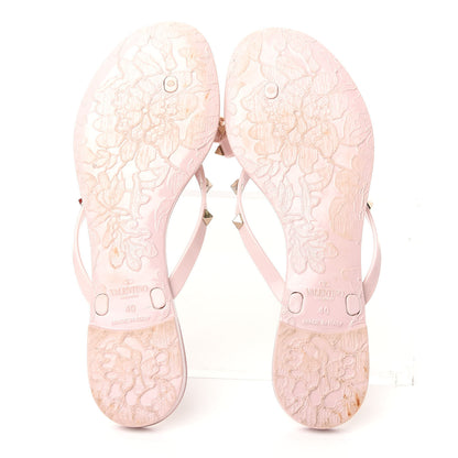 Valentino Garavani PVC Jelly Rockstud Bow Thong Sandals 40 Water Rose 6 of 10