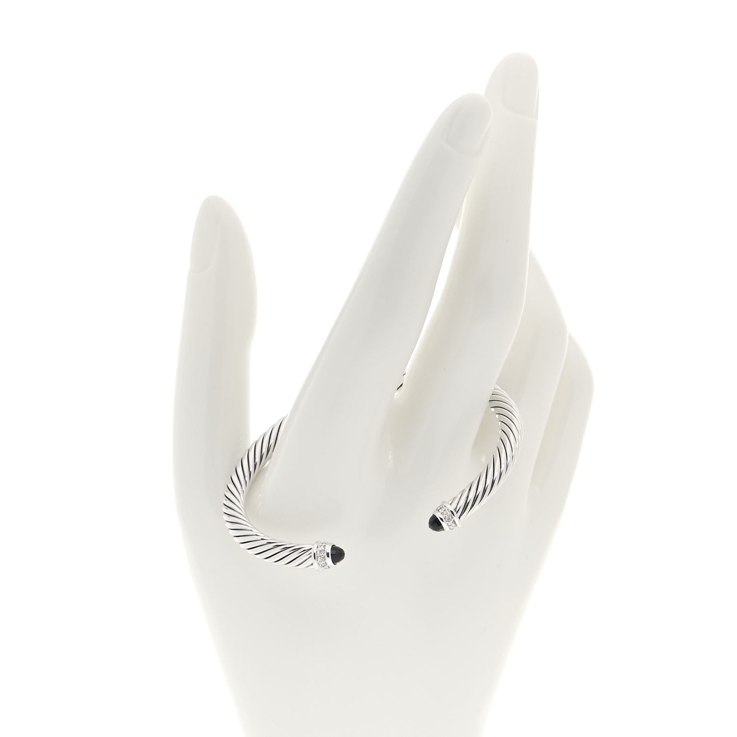 Sterling Silver Diamond Black Onyx 5mm Cable Classics Bracelet