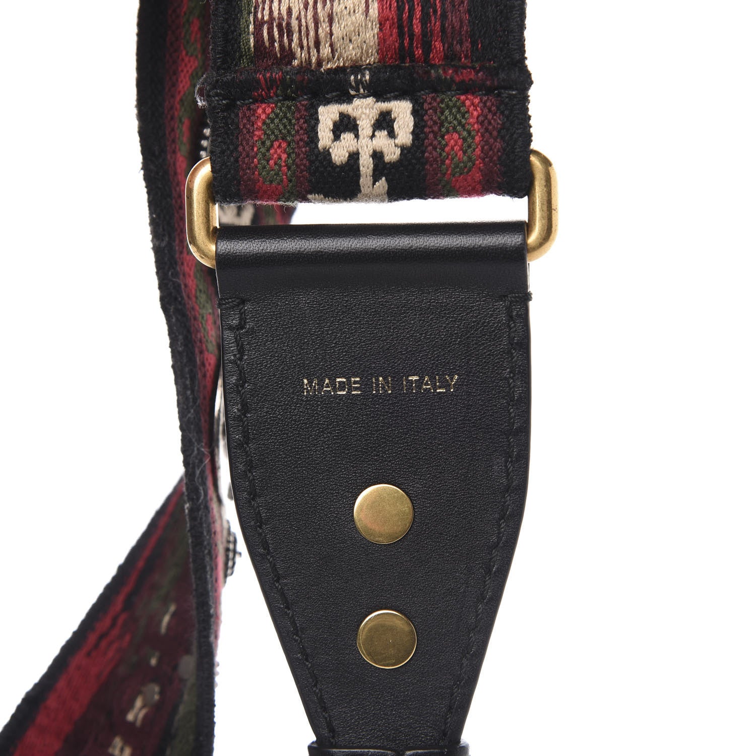 Christian Dior Canvas Embroidered Studded Bohemian Shoulder Strap Red 3 of 4