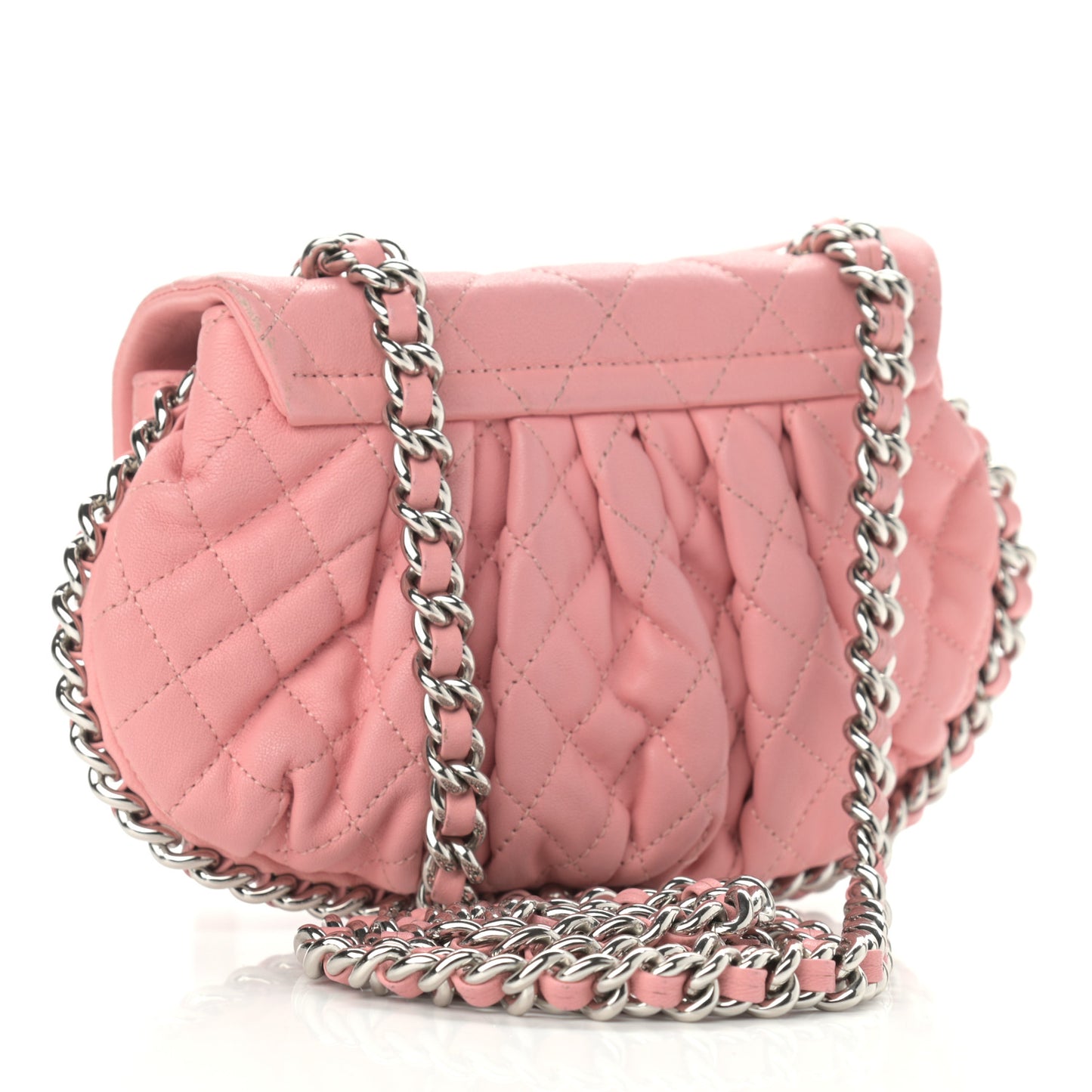Washed Lambskin Quilted Mini Chain Around Messenger Pink