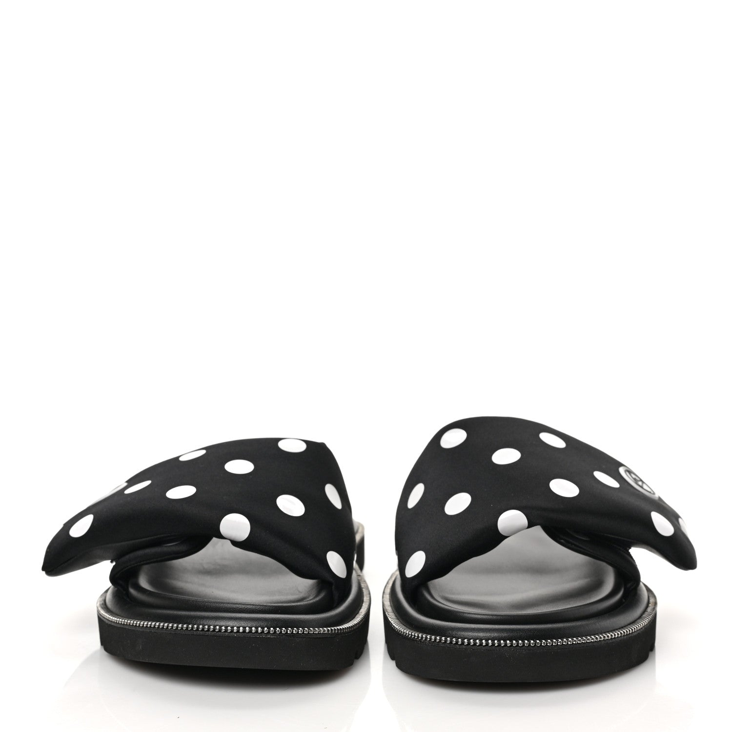Louis Vuitton Satin Polka Dot Pool Pillow Flat Comfort Mule 35 Black White 2 of 7
