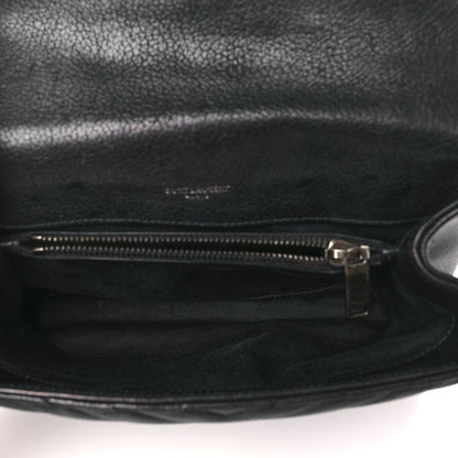 Saint Laurent Sheepskin Matelasse Chevron Monogram Medium College Bag Black 5 of 12