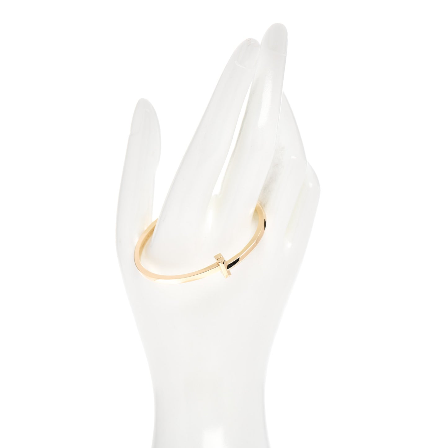 18K Yellow Gold Narrow T T1 Hinged Bangle Bracelet