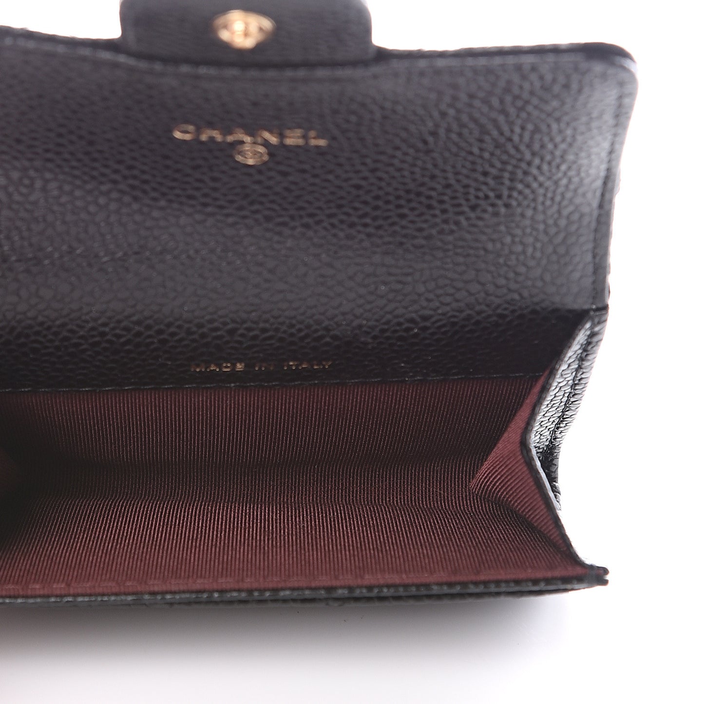 Caviar Quilted Flap Card Holder Wallet Black