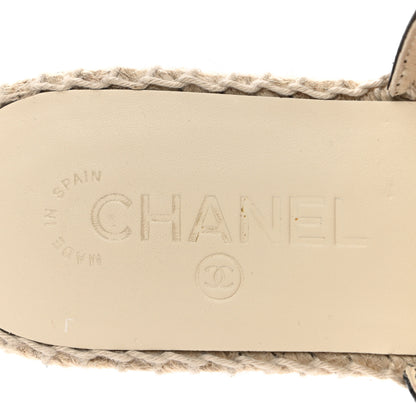 Chanel Iridescent Goatskin Patent CC Espadrille Mules 38 Black 8 of 9