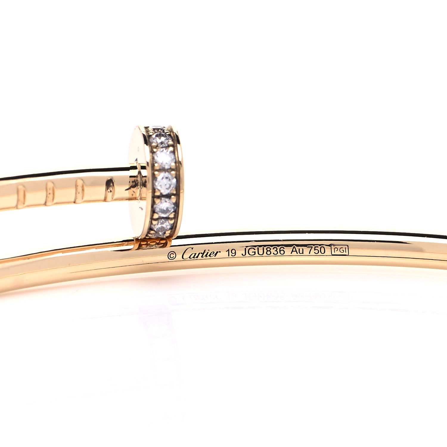 Cartier 18K Yellow Gold Diamond Small Juste Un Clou Bracelet 19