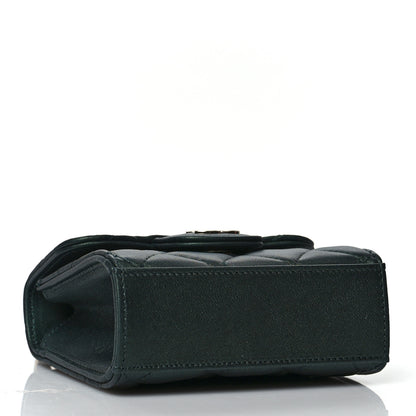Chanel Iridescent Lambskin Quilted Top Handle Flap Clutch With Chain Dark Green 4 of 10