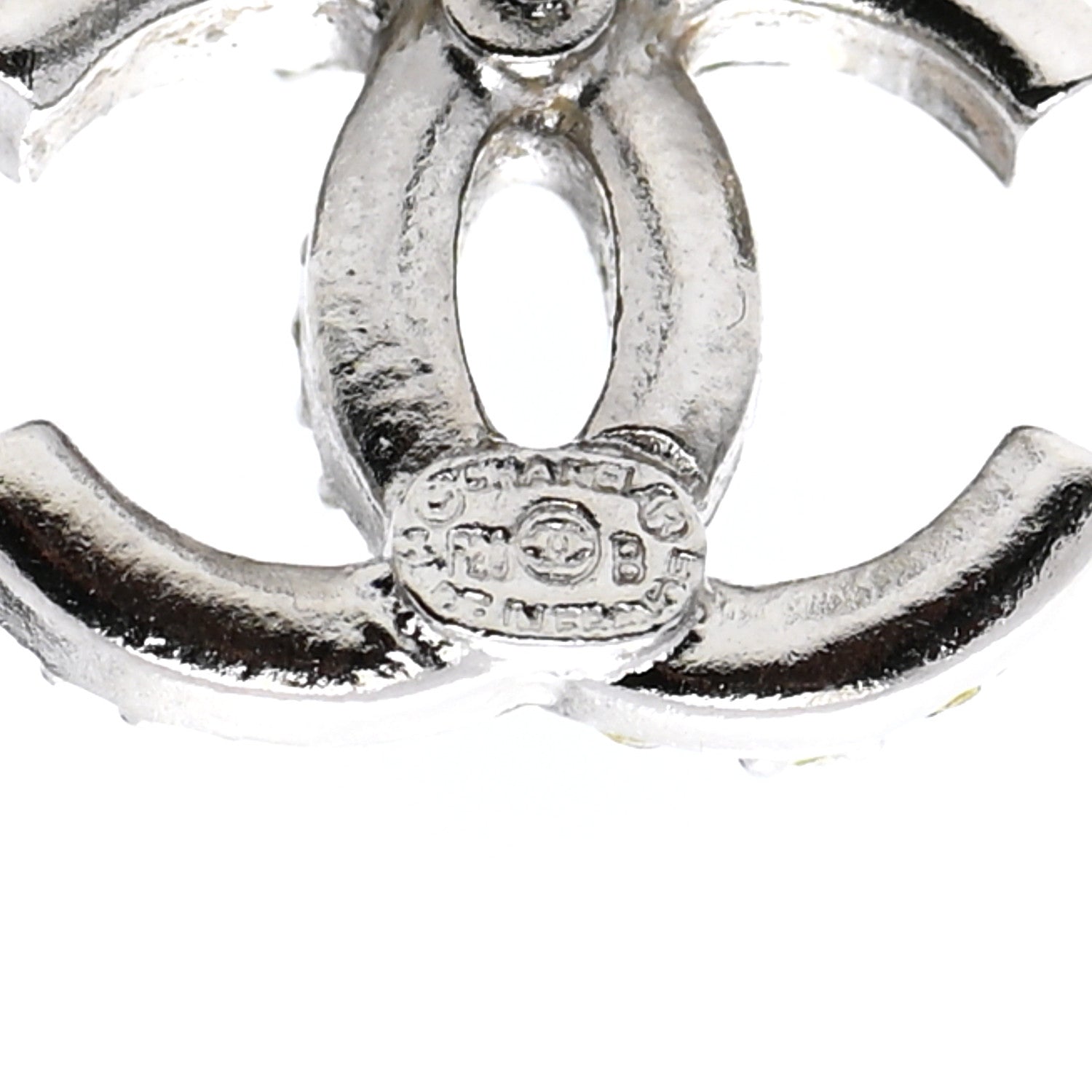 Chanel Crystal CC Earrings Silver 4 of 7