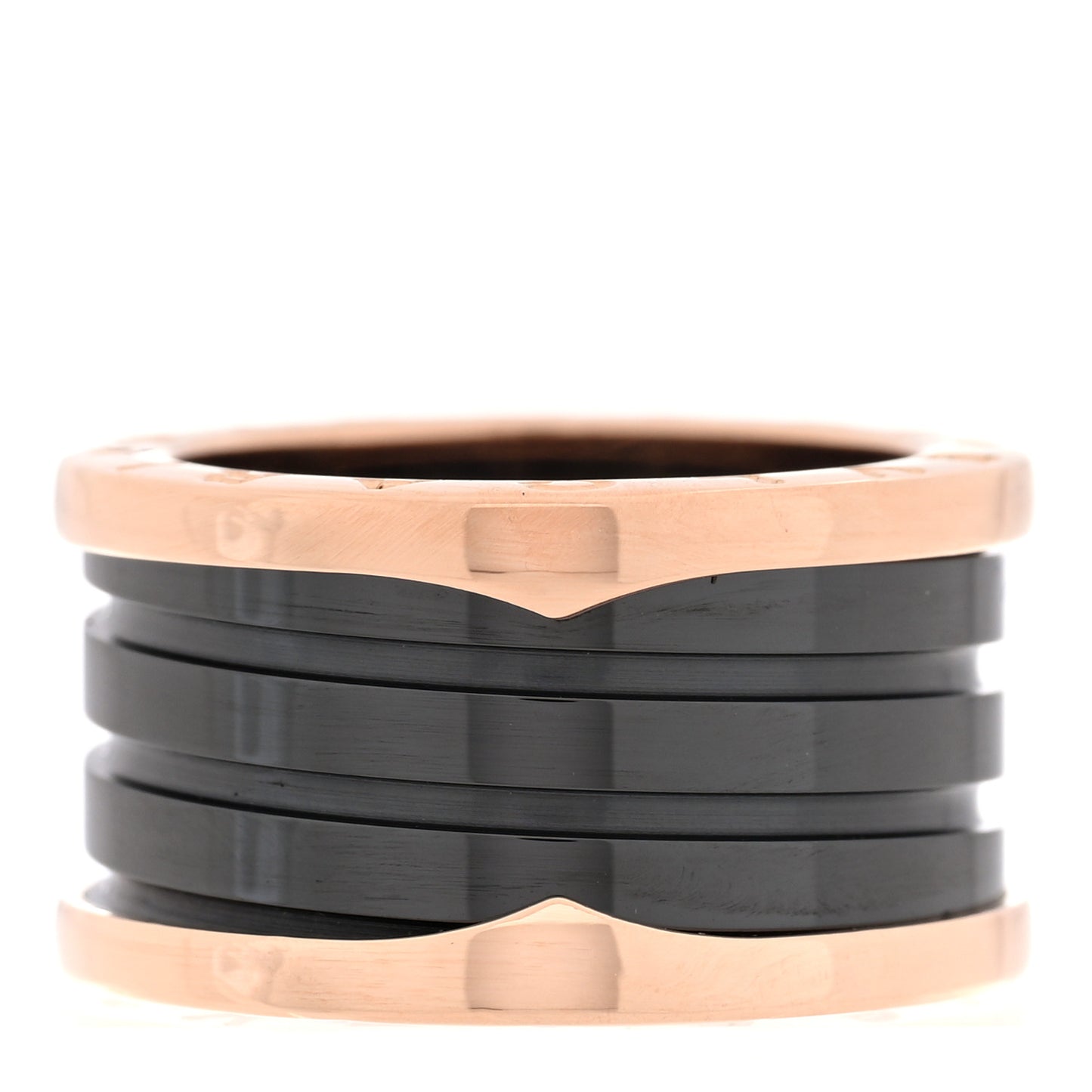 18K Rose Gold Black Ceramic B.Zero1 Four-Band Ring 53 6.25