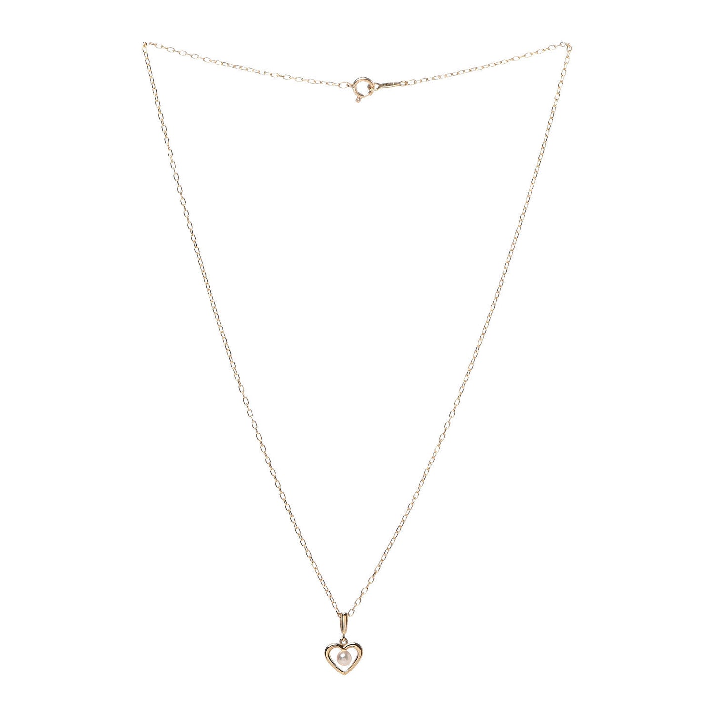 18K Yellow Gold Akoya Pearl 3.5mm Heart Pendant Necklace